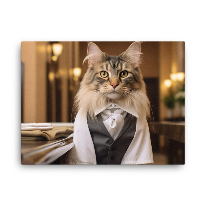 Maine Coon Hotel Staff Canvas - PosterfyAI.com