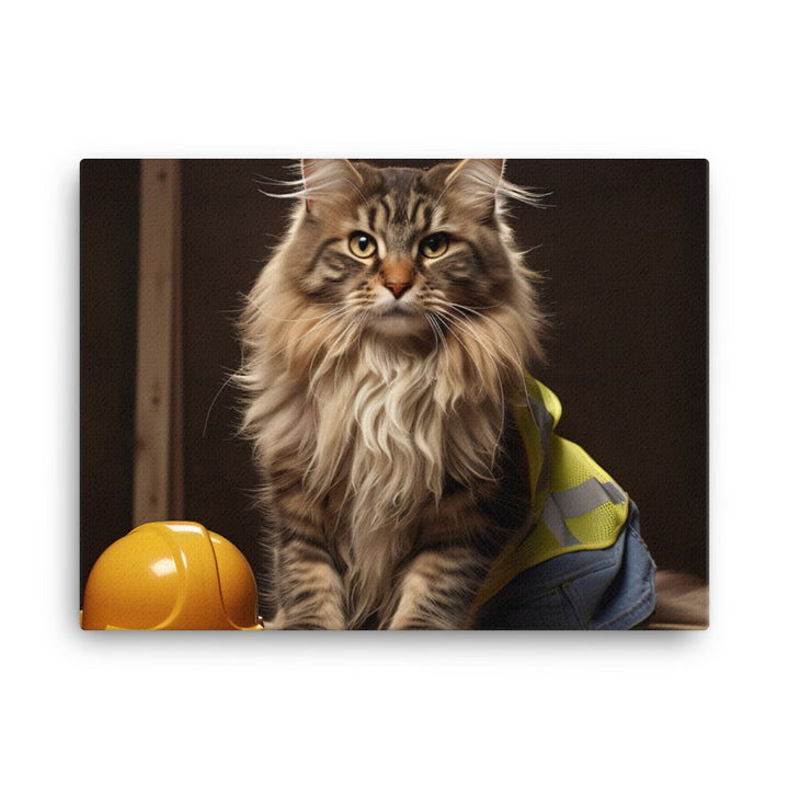 Maine Coon Contractor Canvas - PosterfyAI.com