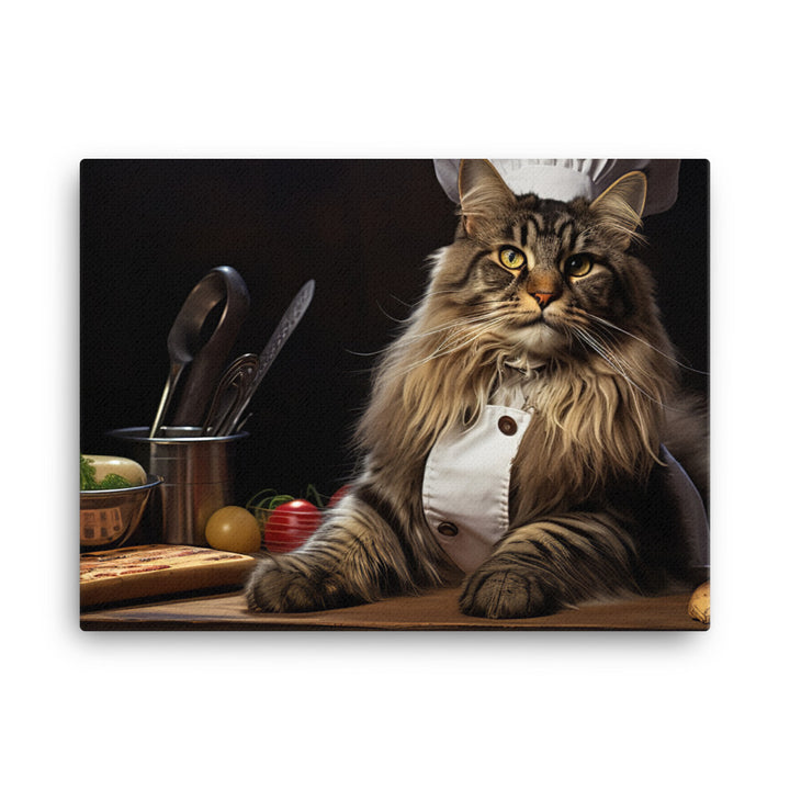 Maine Coon Chef Canvas - PosterfyAI.com