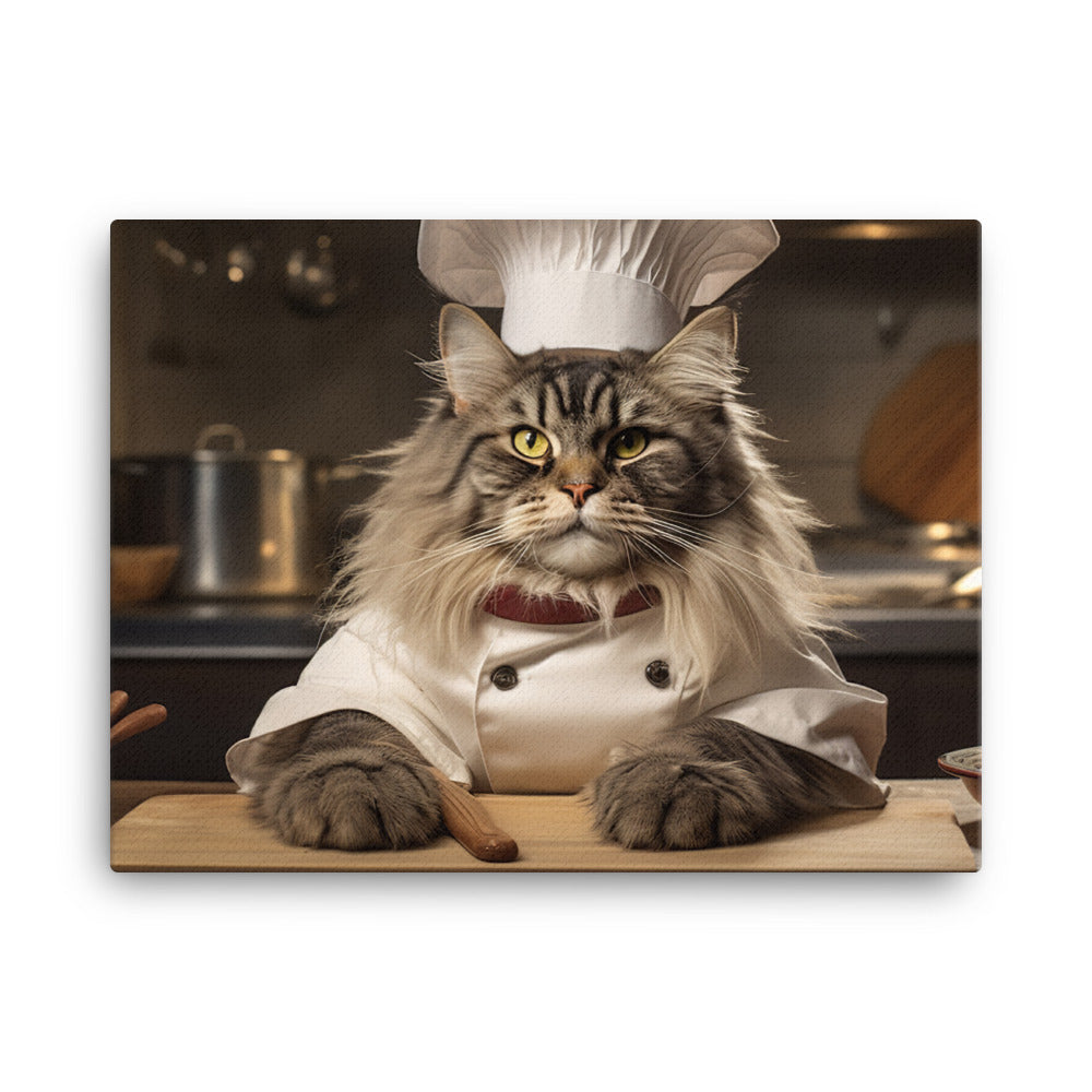 Maine Coon Chef Canvas - PosterfyAI.com
