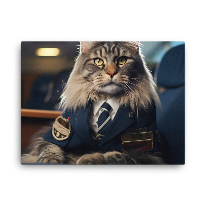 Maine Coon Pilot Canvas - PosterfyAI.com