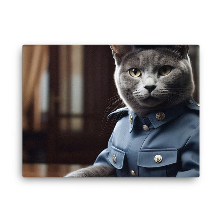 Russian Blue Security Officer Canvas - PosterfyAI.com