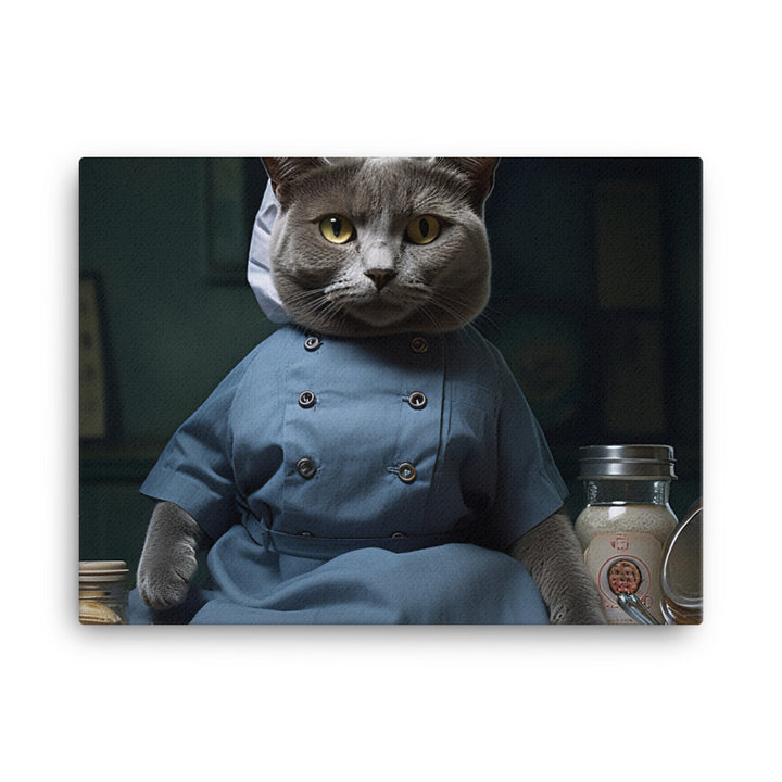 Russian Blue Nurse Canvas - PosterfyAI.com