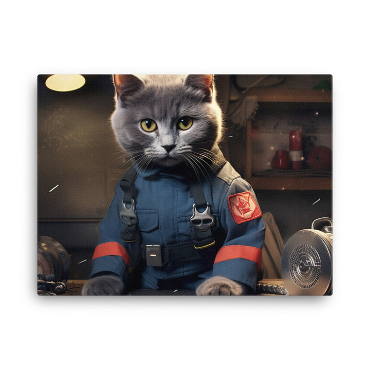 Russian Blue Firefighter Canvas - PosterfyAI.com