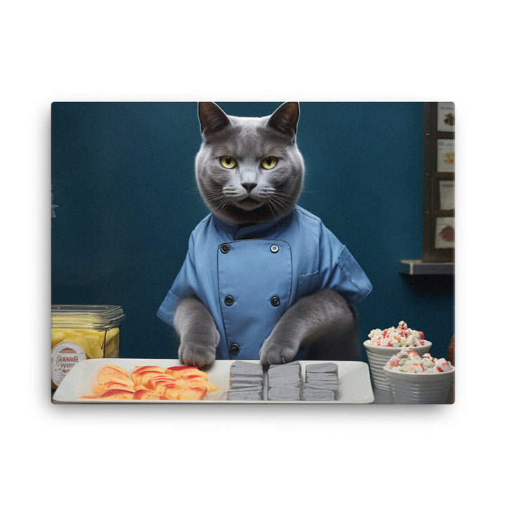 Russian Blue Fast Food Crew Canvas - PosterfyAI.com