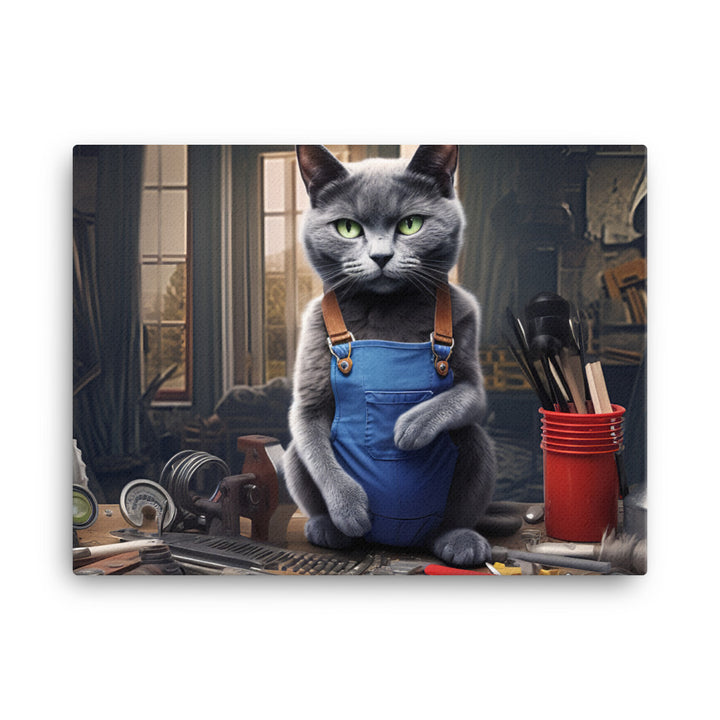 Russian Blue Contractor Canvas - PosterfyAI.com