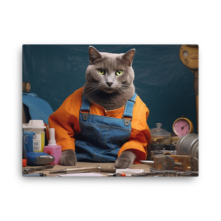 Russian Blue Contractor Canvas - PosterfyAI.com