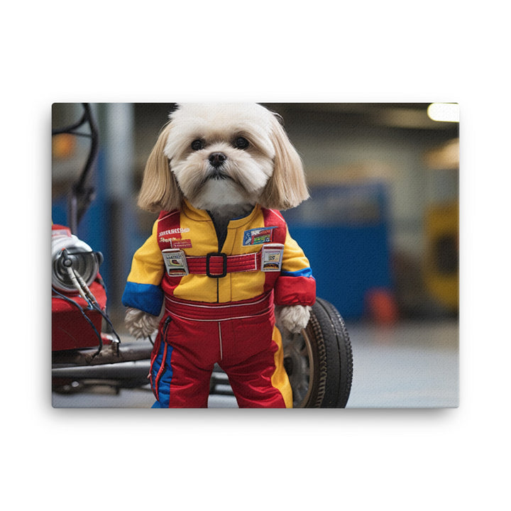 Lhasa Apso Motorsport Athlete Canvas - PosterfyAI.com