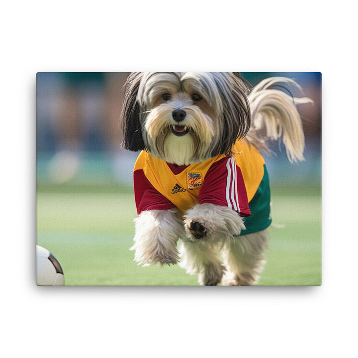 Lhasa Apso Football Player Canvas - PosterfyAI.com