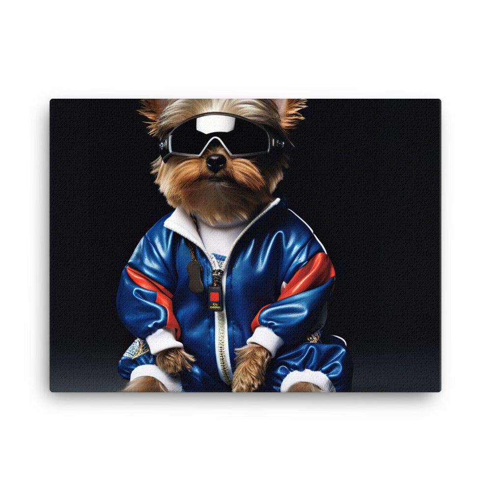 Yorkshire Terrier Motorsport Athlete Canvas - PosterfyAI.com