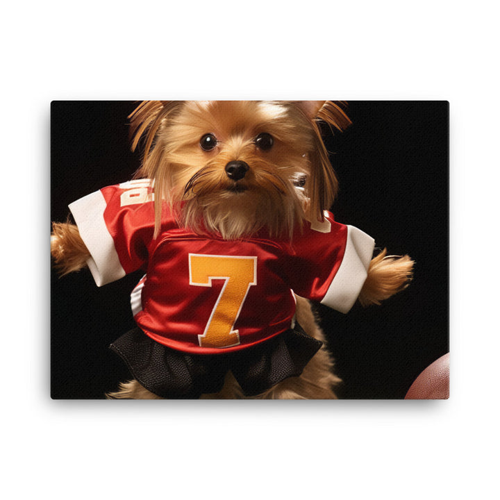 Yorkshire Terrier Football Player Canvas - PosterfyAI.com