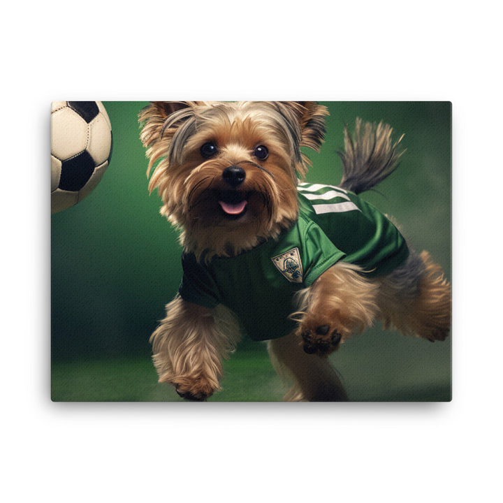 Yorkshire Terrier Football Player Canvas - PosterfyAI.com