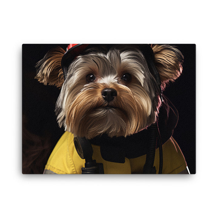 Yorkshire Terrier Firefighter Canvas - PosterfyAI.com