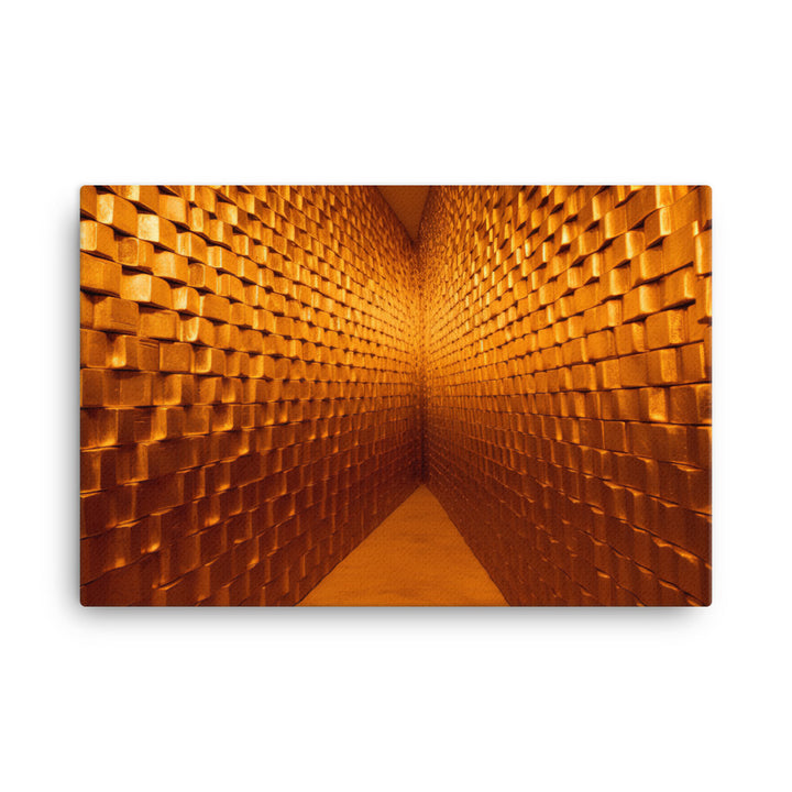A wall made entirely of gold bricks canvas - Posterfy.AI
