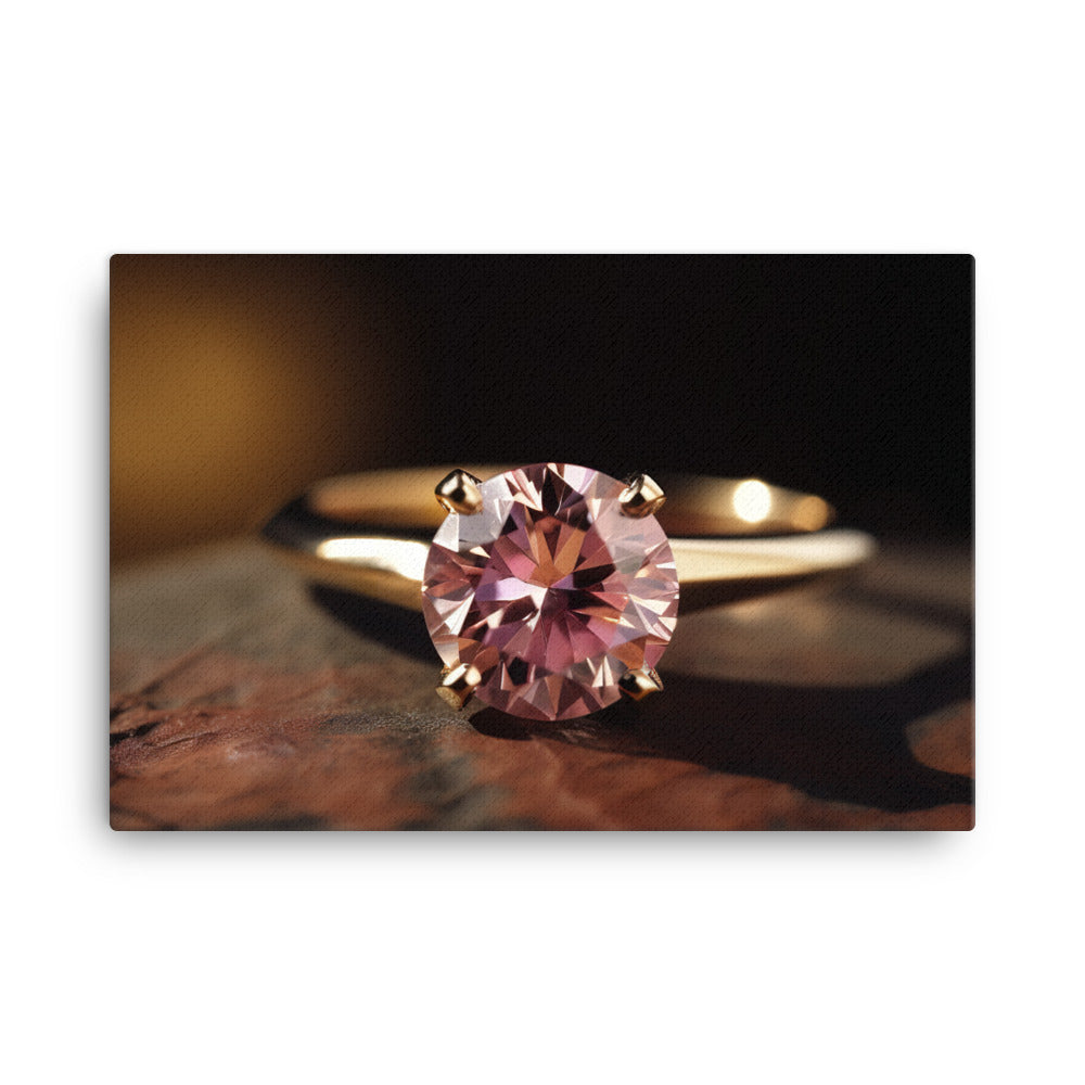 A stunning pink diamond set in a delicate gold band canvas - Posterfy.AI