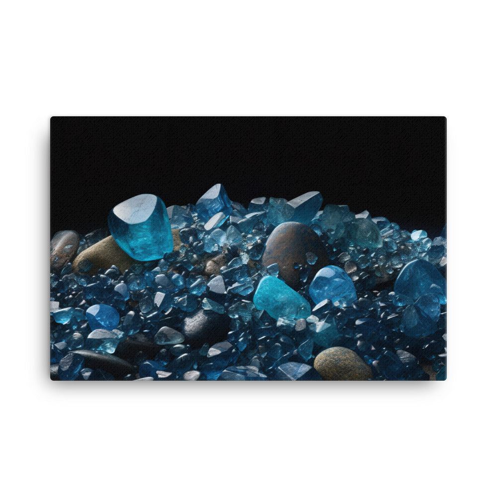 A pile of variously sized blue diamonds canvas - Posterfy.AI