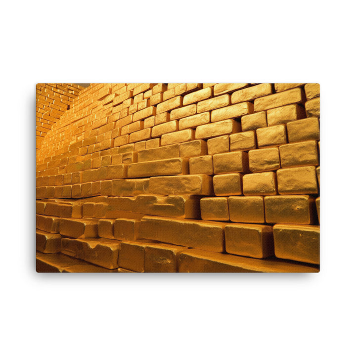 A large pile of gold bricks canvas - Posterfy.AI