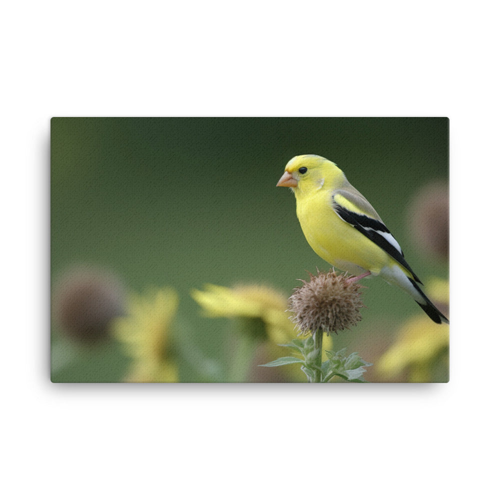 American Goldfinch in the Garden canvas - Posterfy.AI