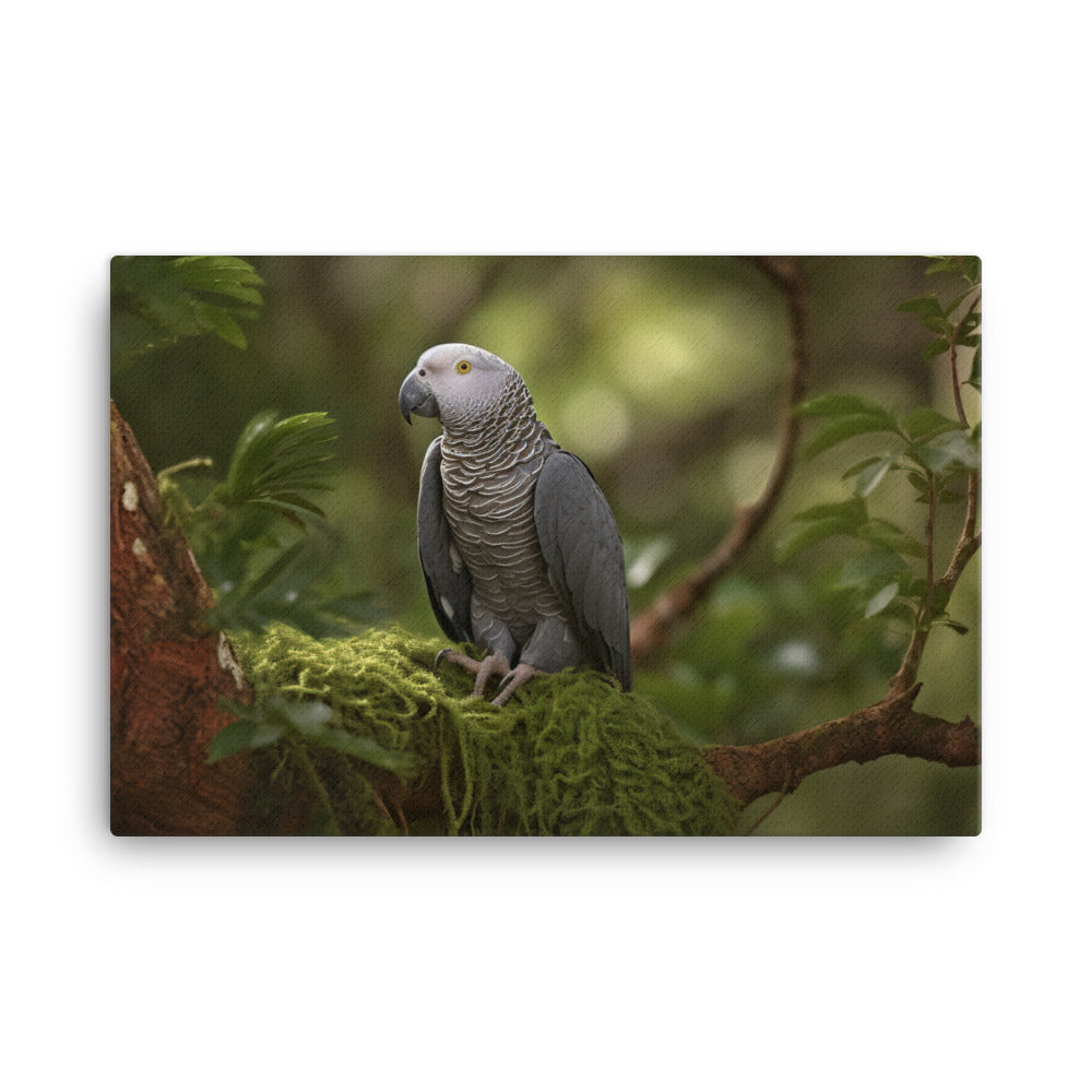 African Grey Parrot in Natural Habitat canvas - Posterfy.AI