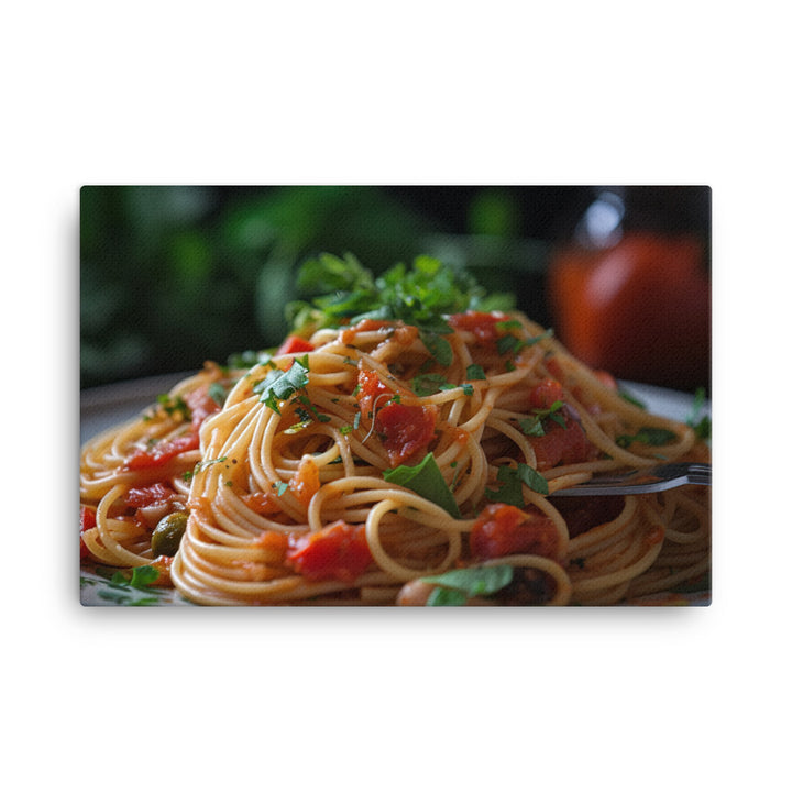 Vegan Spaghetti with Tomato Sauce canvas - Posterfy.AI