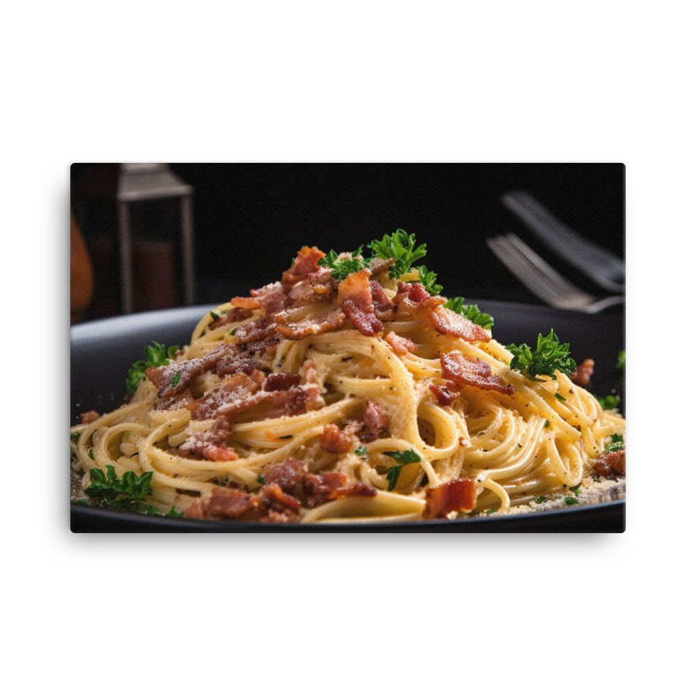 Spaghetti Carbonara with Bacon canvas - Posterfy.AI