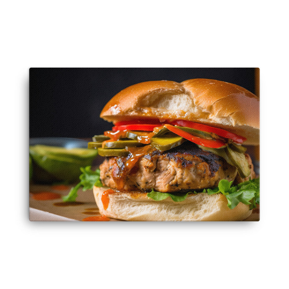 Jamaican Jerk Chicken Burger canvas - Posterfy.AI