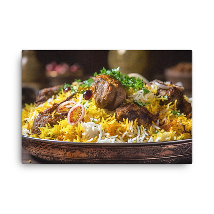 Biryani - The Perfect Combination of Meat and Rice canvas - Posterfy.AI