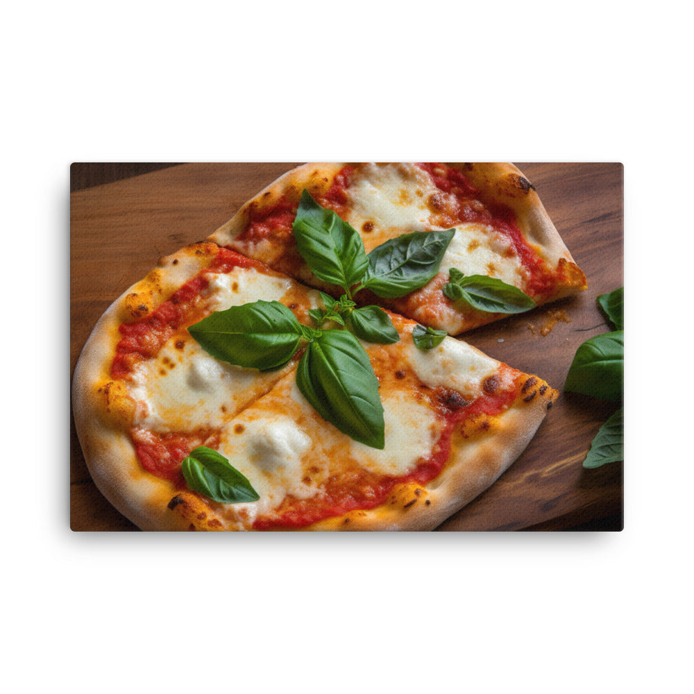 A Margherita Pizza with Fresh Basil canvas - Posterfy.AI