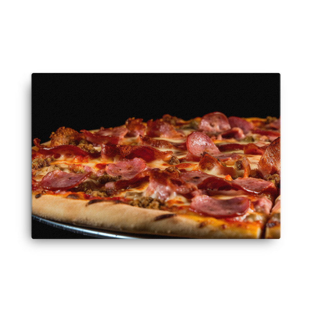 A Loaded Meat Pizza canvas - Posterfy.AI