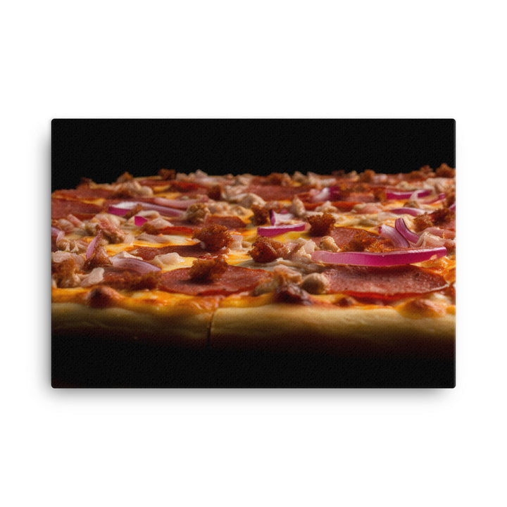 A Loaded Meat Pizza canvas - Posterfy.AI