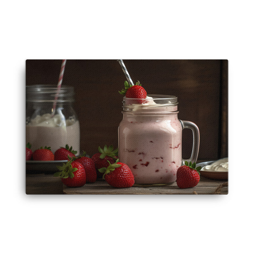 Strawberry shortcake milkshake canvas - Posterfy.AI