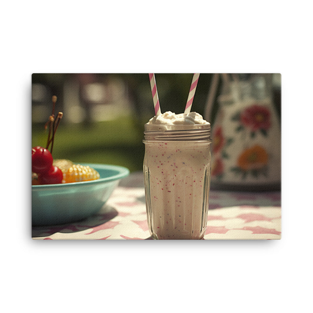 Classic vanilla milkshake in summer canvas - Posterfy.AI