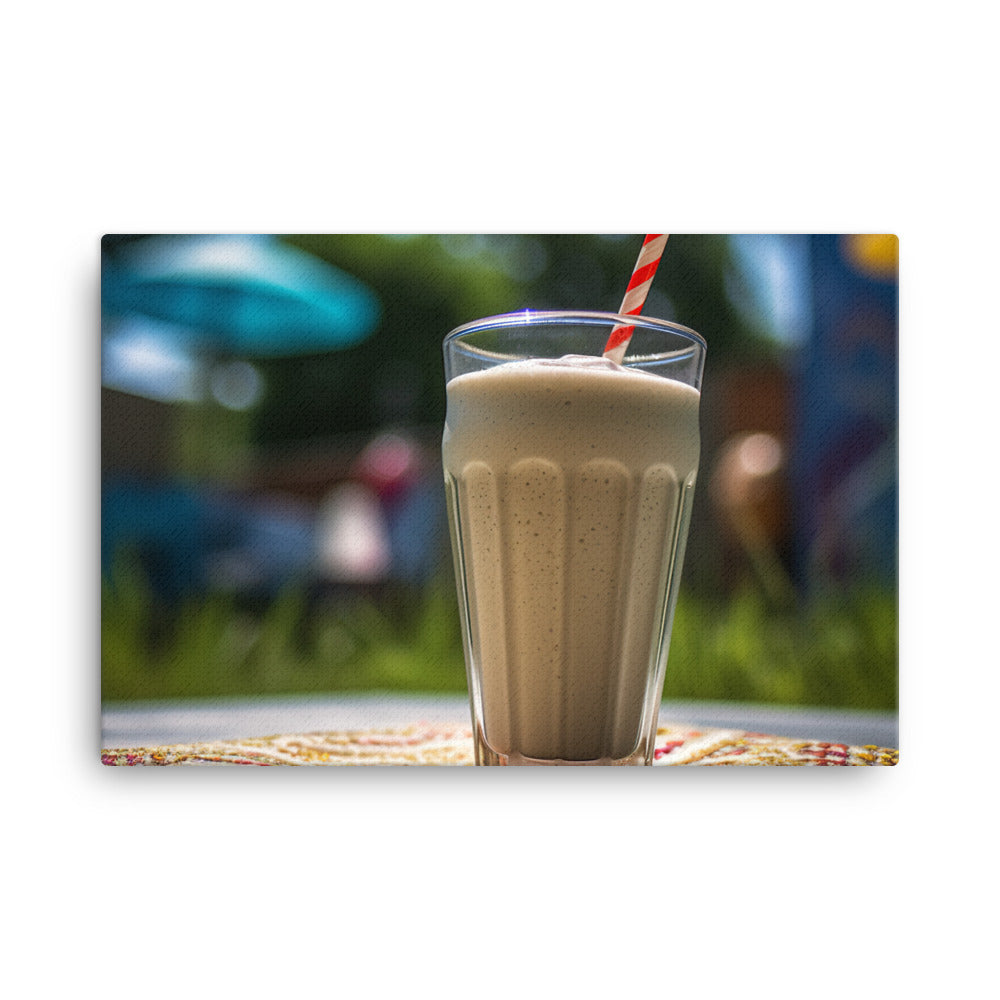 Classic vanilla milkshake in summer canvas - Posterfy.AI