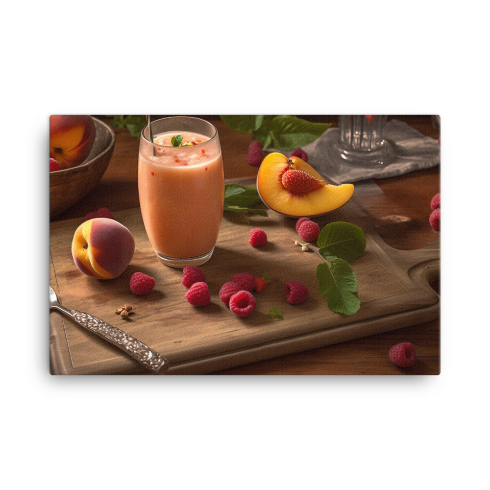 Peach raspberry smoothie canvas - Posterfy.AI