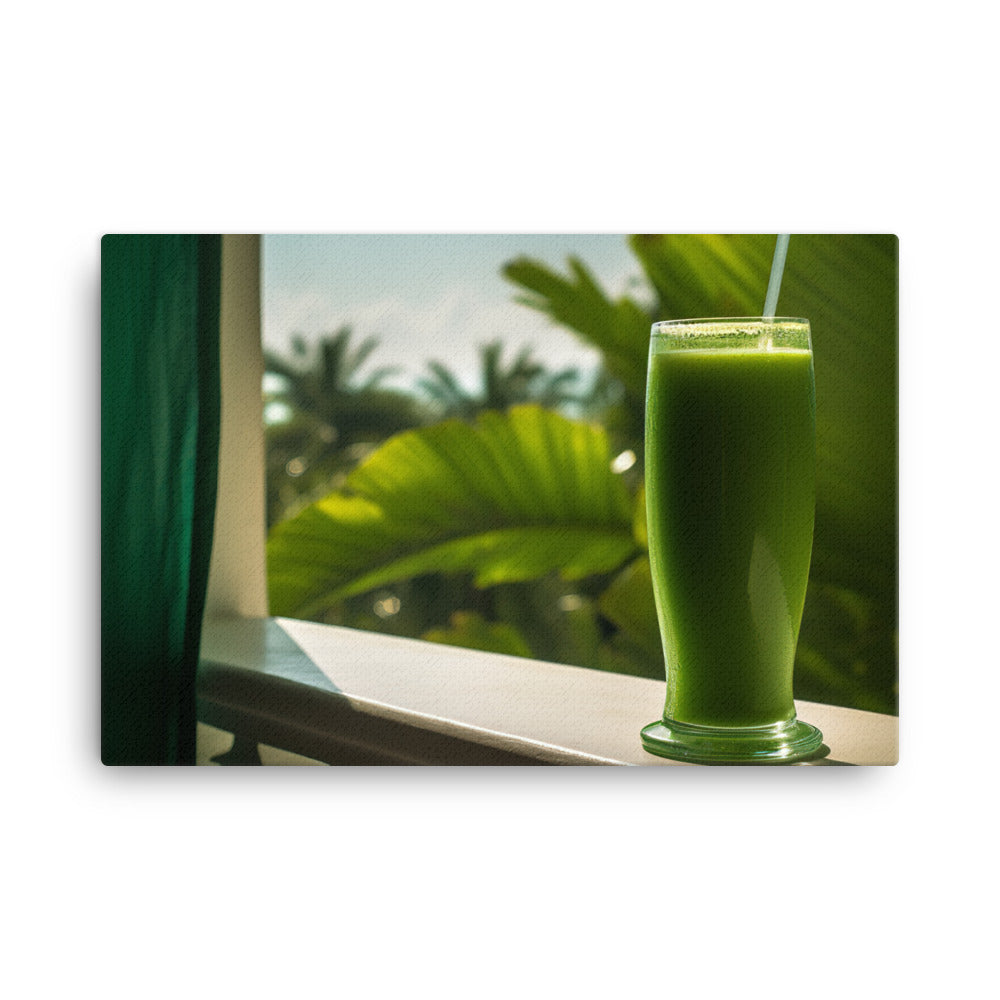 Tropical green smoothie canvas - Posterfy.AI