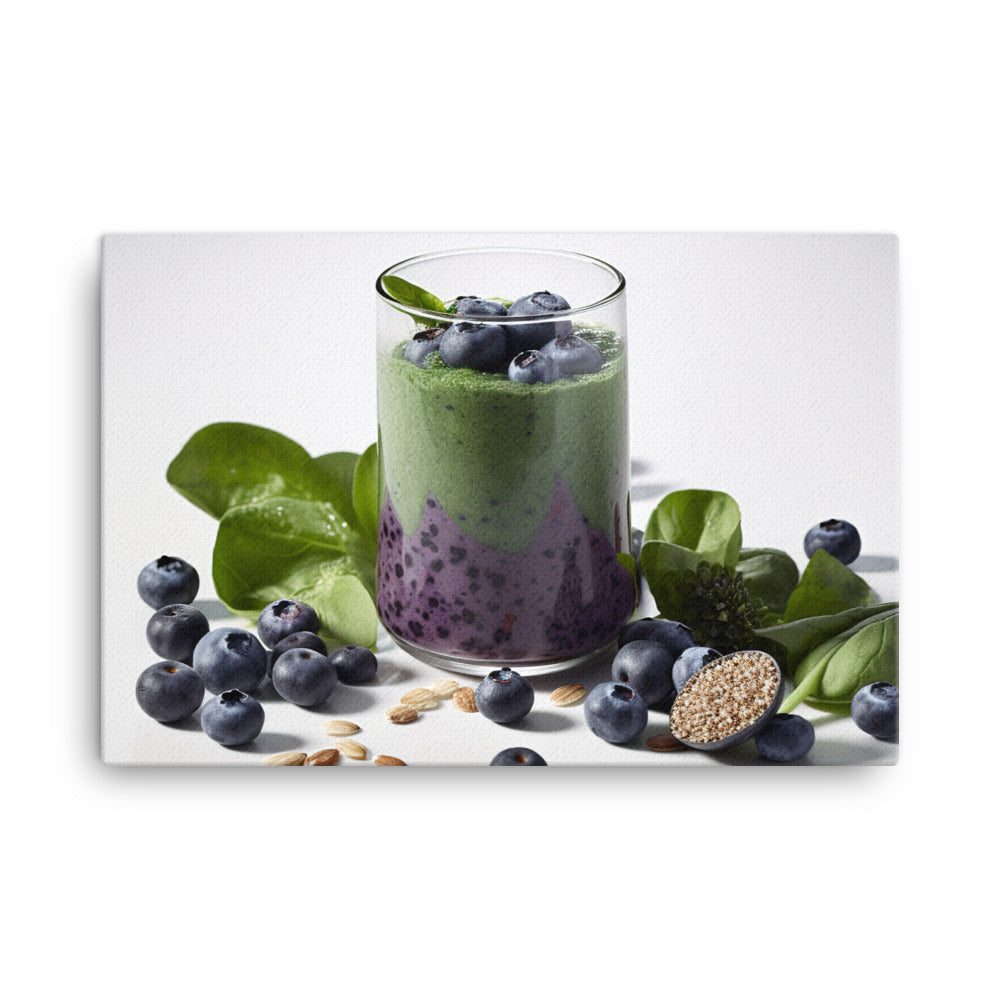 Blueberry spinach smoothie canvas - Posterfy.AI