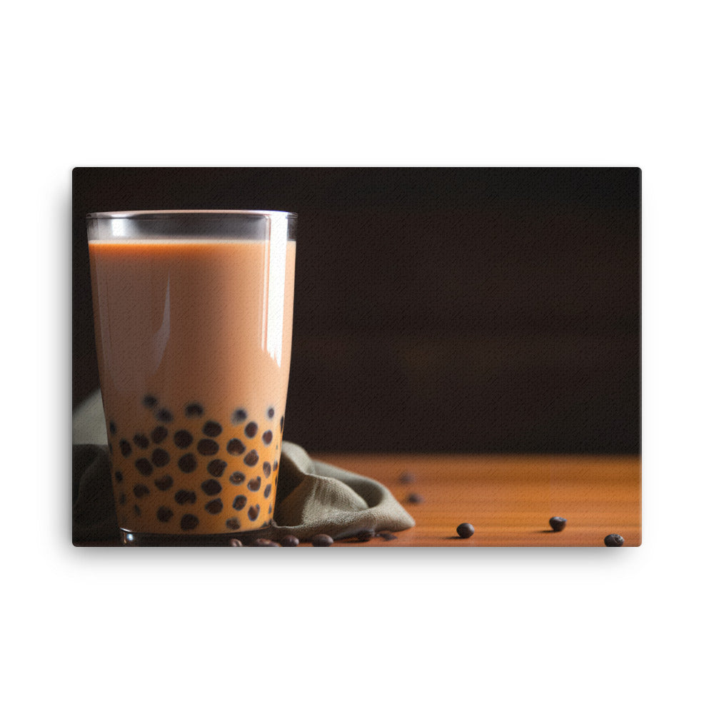 Jasmine Milk Tea with Boba Pearls canvas - Posterfy.AI