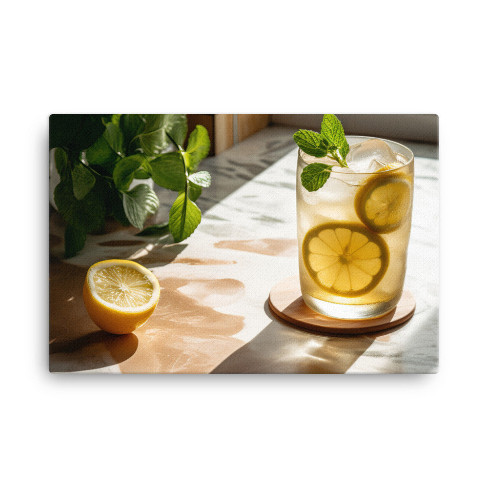 Iced white tea and lemon canvas - Posterfy.AI
