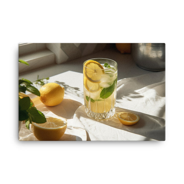 Iced white tea and lemon canvas - Posterfy.AI
