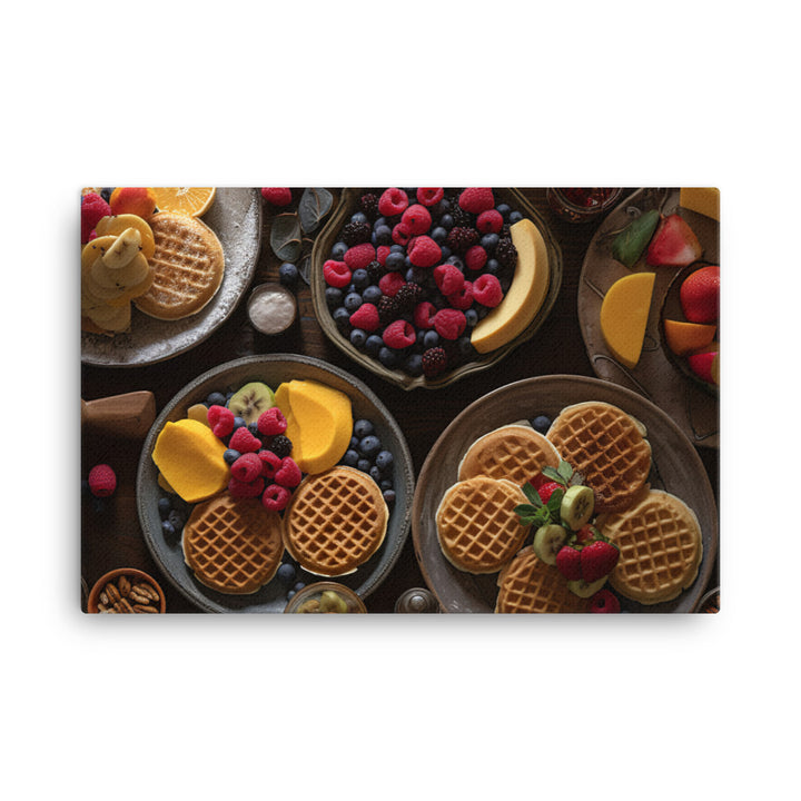 Pancakes and Waffles with Fresh Fruit canvas - Posterfy.AI