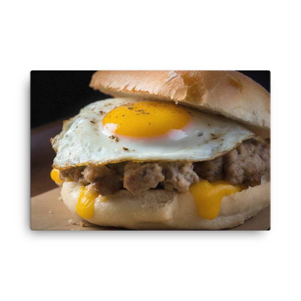 Sausage Breakfast Sandwich canvas - Posterfy.AI