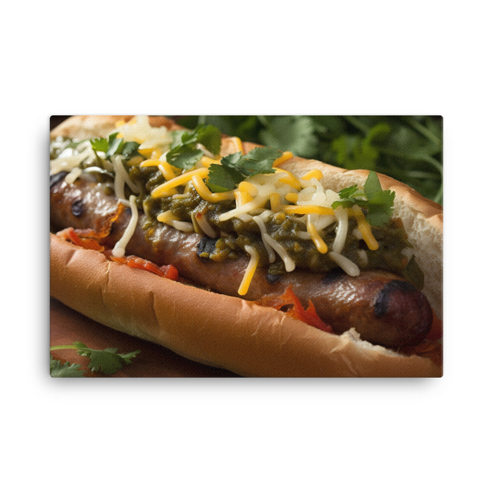 Cheesy Grilled Mexican Sausages canvas - Posterfy.AI