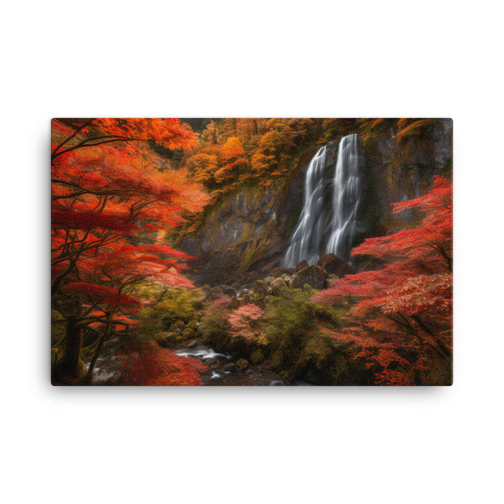 Nachi Falls Amidst Autumn Splendor canvas - Posterfy.AI