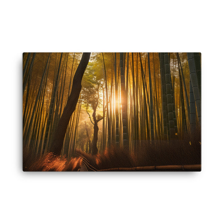 Golden Hour Enchantment in Arashiyama Bamboo Grove canvas - Posterfy.AI