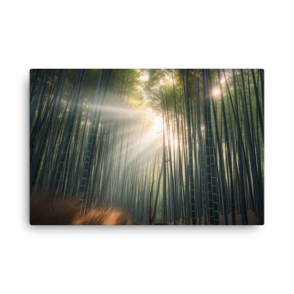 Dawns Embrace in Arashiyama Bamboo Grove canvas - Posterfy.AI