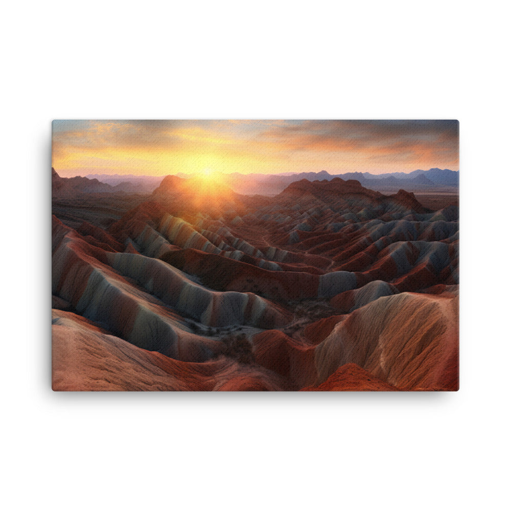 Zhangye Danxia Landform at Sunset canvas - Posterfy.AI