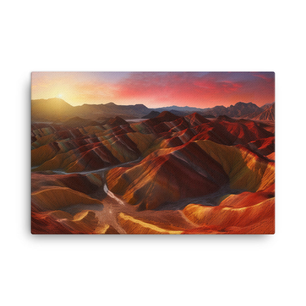 Zhangye Danxia Landform at Sunset canvas - Posterfy.AI
