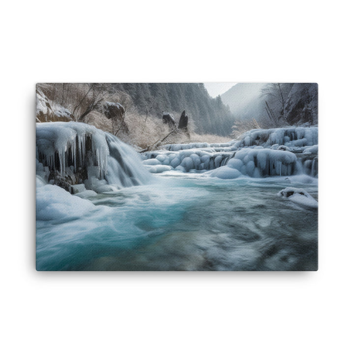 Jiuzhaigou Valleys Waterfalls Flow canvas - Posterfy.AI
