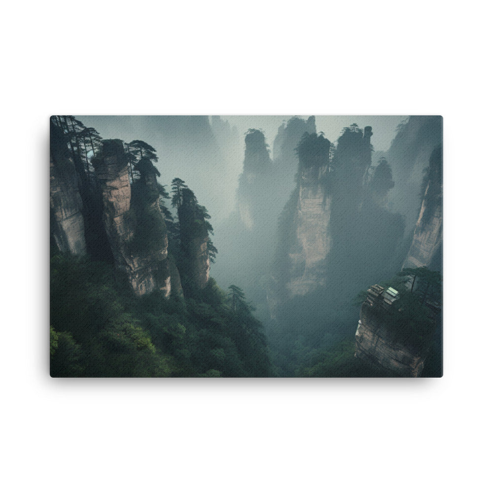 Zhangjiajies Foggy Mornings canvas - Posterfy.AI