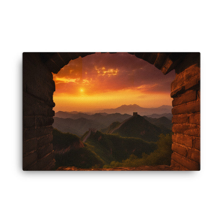 Illuminating the Great Wall at Sunset canvas - Posterfy.AI